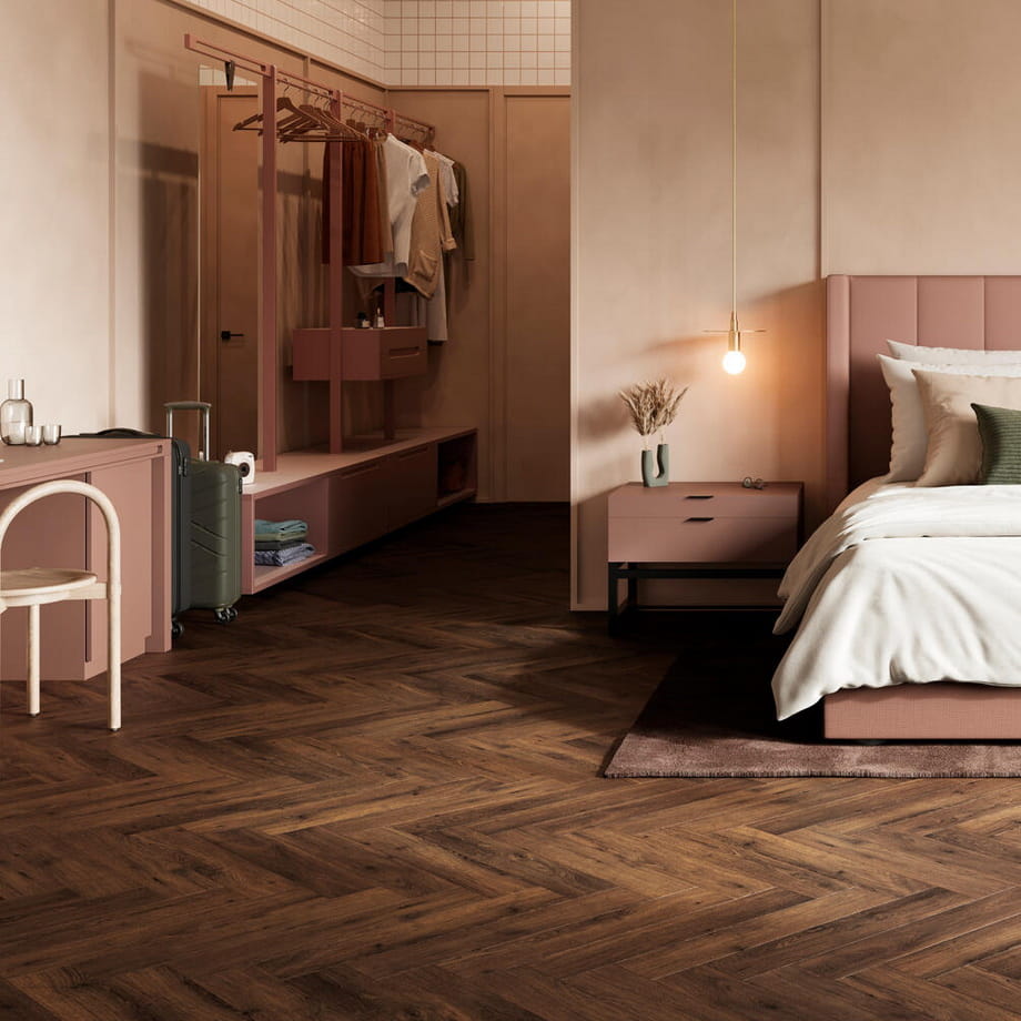 Виниловый пол BerryAlloc Palermo 60002246 Zenn Click Comfort 55 Herringbone в интерьере