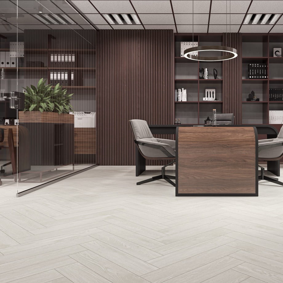 Кварцвинил CronaFloor H003 Дуб Нант Herringbone в интерьере 2