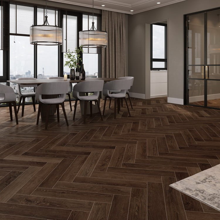 Кварцвинил CronaFloor H001 Дуб Тулуза Herringbone в интерьере 2