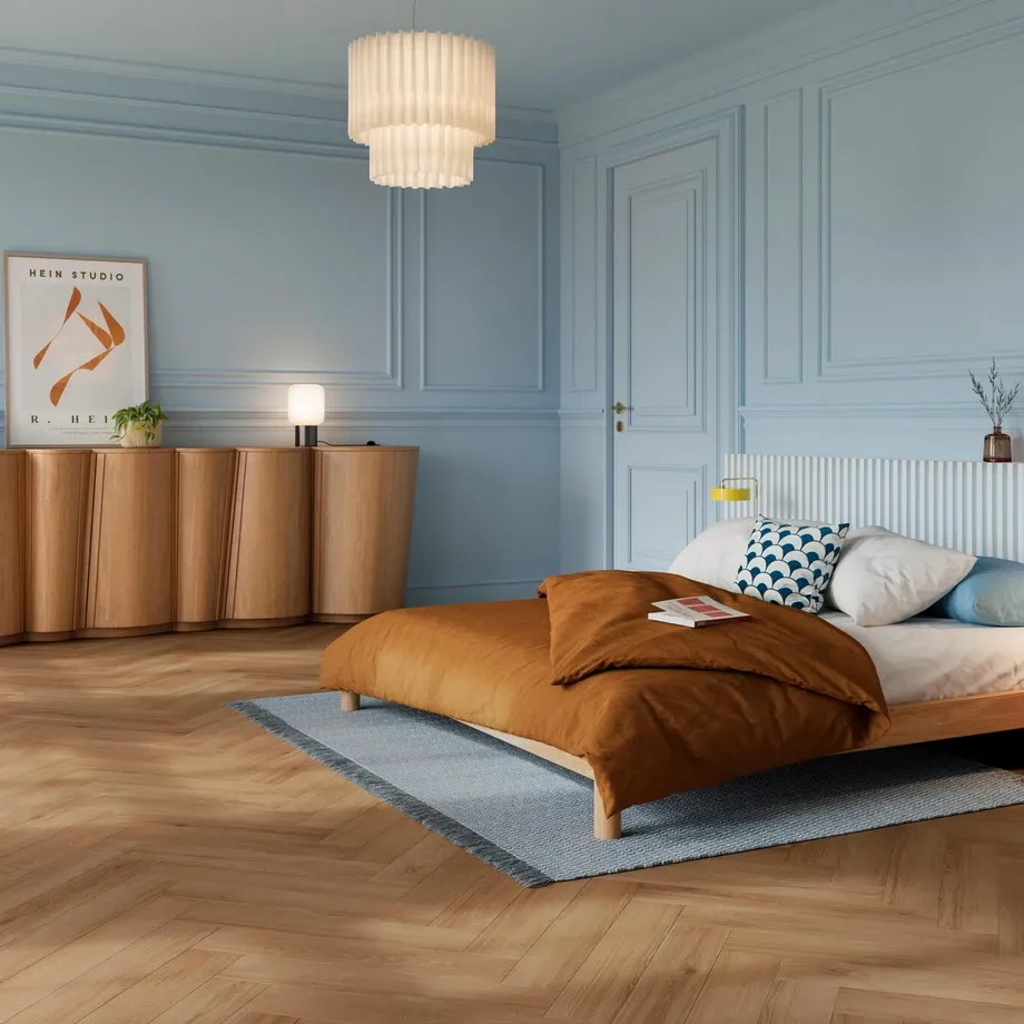 Виниловый пол BerryAlloc Monsanto 60002263 Zenn Gluedown 55 Herringbone в интерьере