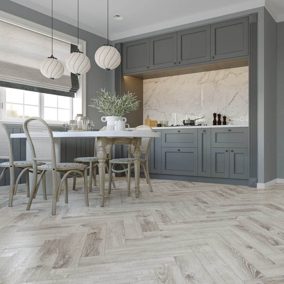 Кварцвинил CronaFloor H005 Дуб Страсбург Herringbone в интерьере