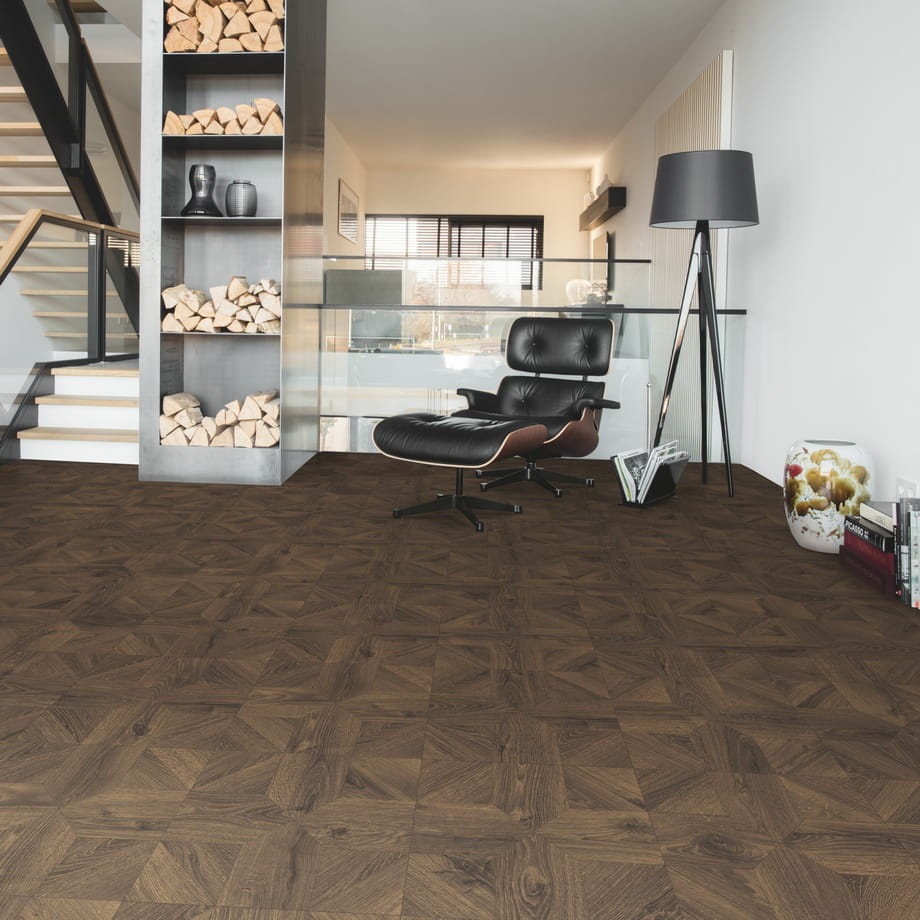 Ламинат Quick-Step Дуб Кофейный Брашированный IPU4145 Impressive patterns Ultra в интерьере 3