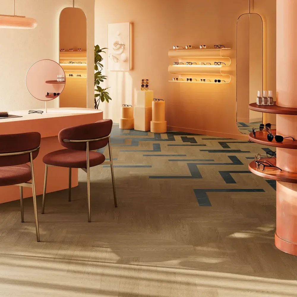 Клеевой BerryAlloc Spirit Soul GD 55 Herringbone Aria в интерьере с BerryAlloc Spirit Soul GD 55 Herringbone Zigi