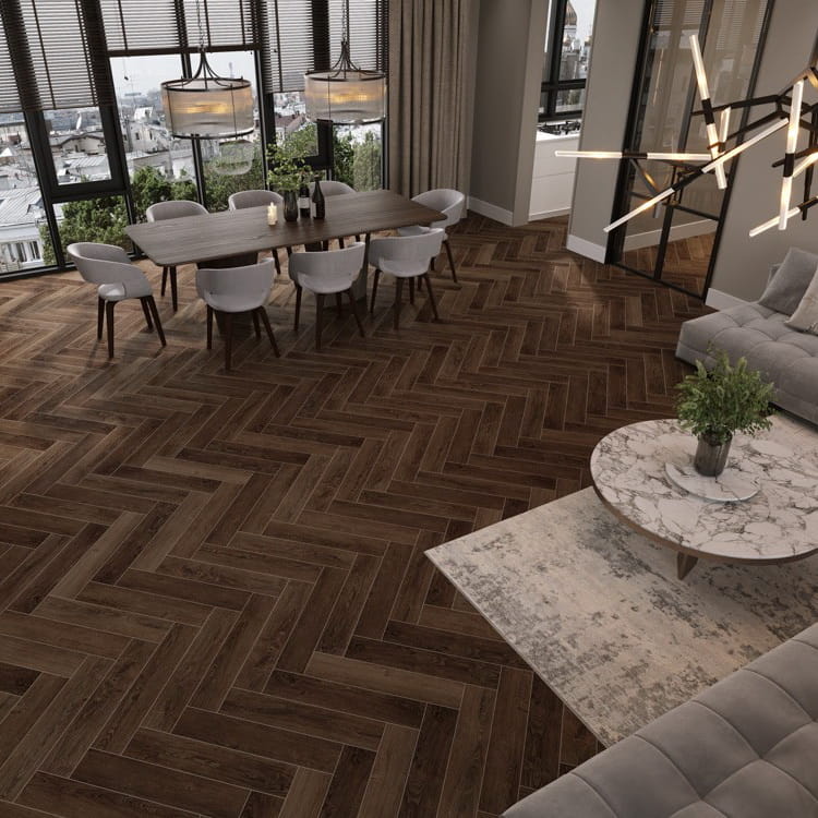Кварцвинил CronaFloor H001 Дуб Тулуза Herringbone в интерьере 3
