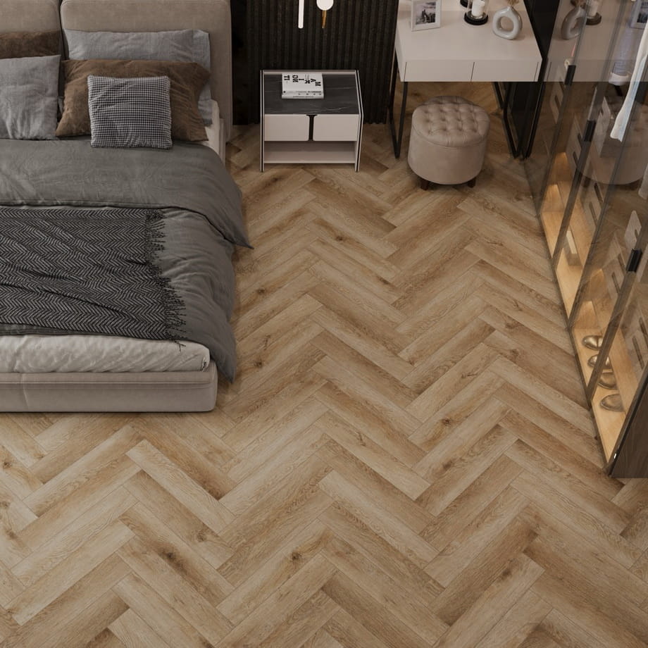 Кварцвинил CronaFloor H004 Дуб Монпелье Herringbone в интерьере 3