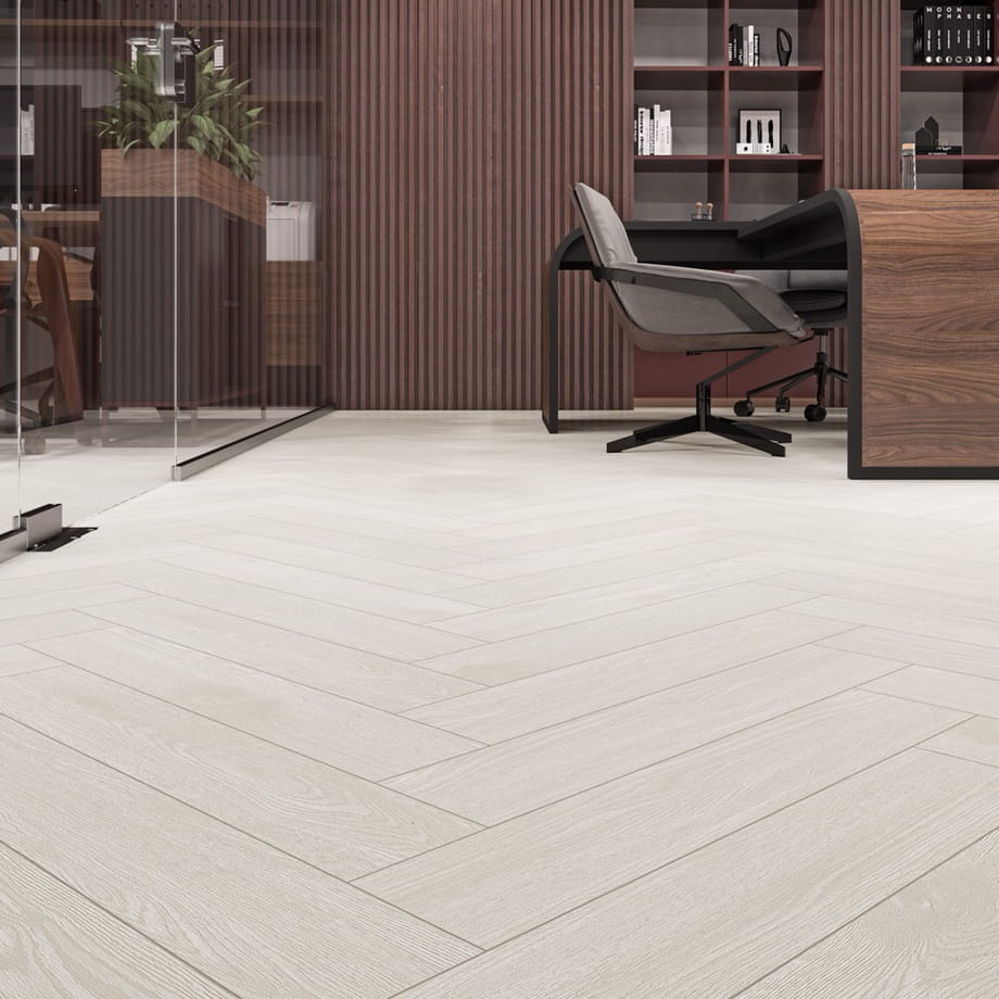 Кварцвинил CronaFloor H003 Дуб Нант Herringbone в интерьере