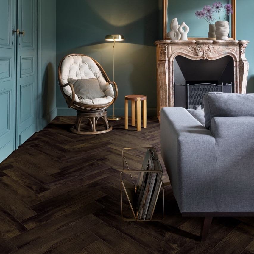 Кварцвинил Moduleo Country Oak 54991 Roots 0.55 Herringbone в интерьере 2