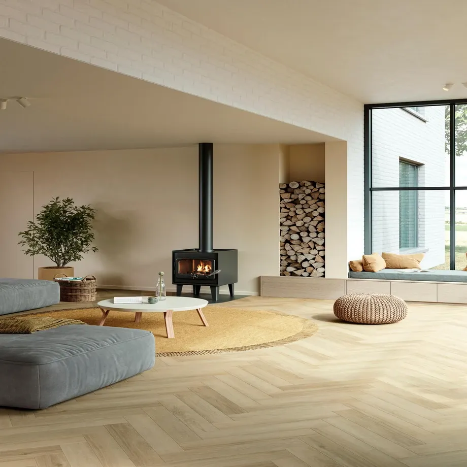 Виниловый пол BerryAlloc Sorrento 60002262 Zenn Gluedown 55 Herringbone в интерьере