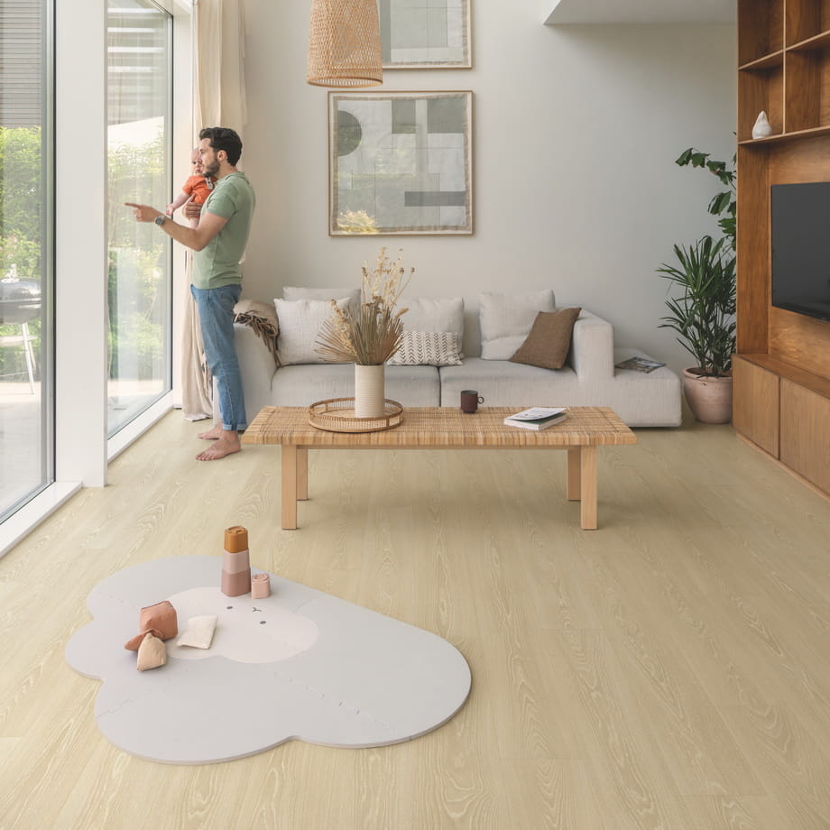 Ламинат Quick-Step Дуб Морозный Бежевый CLH5799 Classic в интерьере 2