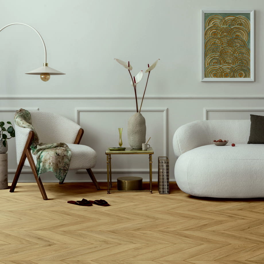 Кварцвинил SPC Floor Dunkirk 8816 Aberhof Chevron в интерьере