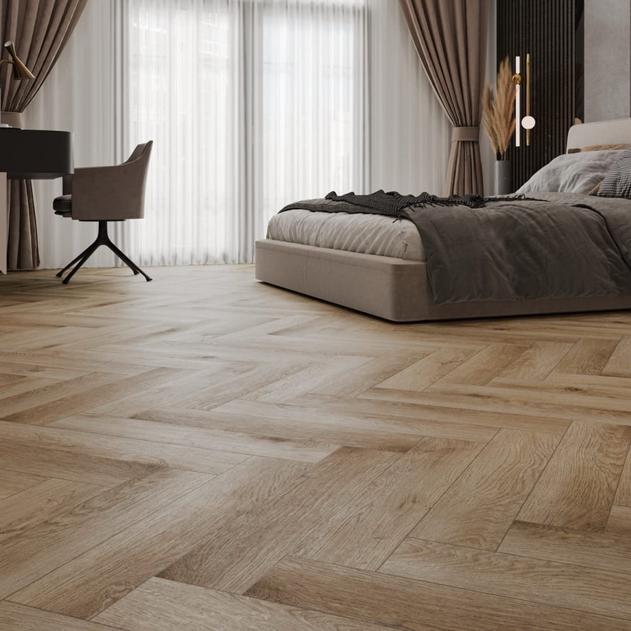 Кварцвинил CronaFloor H004 Дуб Монпелье Herringbone в интерьере 2