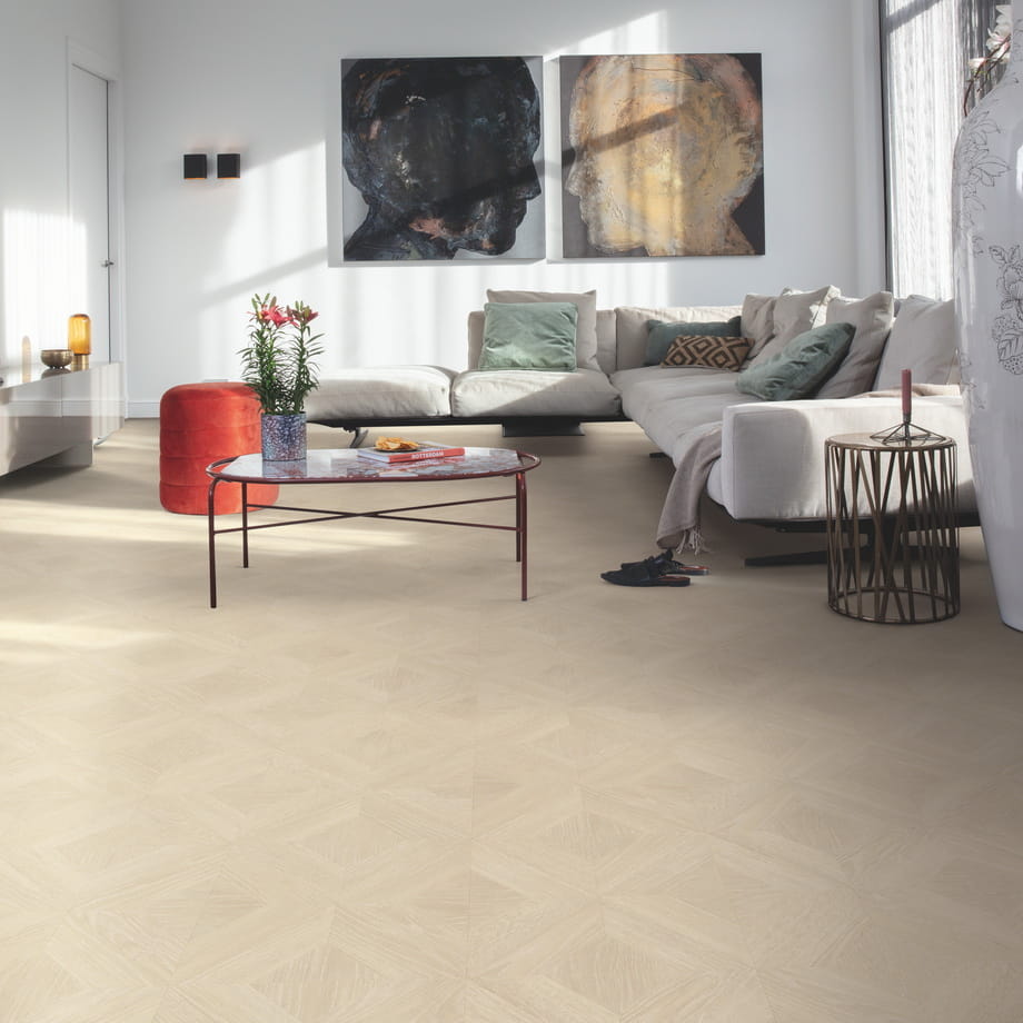 Ламинат Quick-Step Дуб Палаццо Бежевый IPU4672 Impressive patterns Ultra в интерьере 1